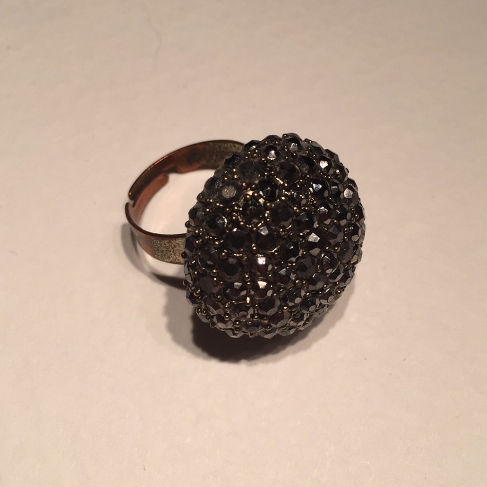 Vintage Hematite Rhinestone Ring